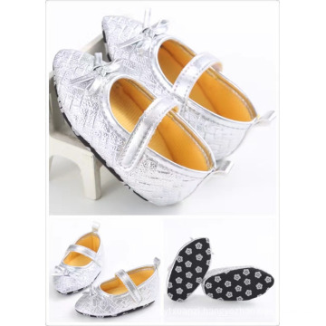 High quality Kid shoes Silver baby girl party Bow-knot dancing shoes Fancy toddler girls shoes 3-12 month 3 colors